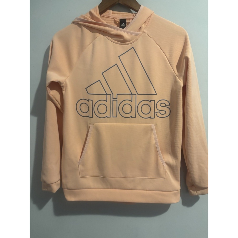 Adidas Sweatshirt Pullover Hoodie Women's Size XS‎ Peach Climawarm Pocket